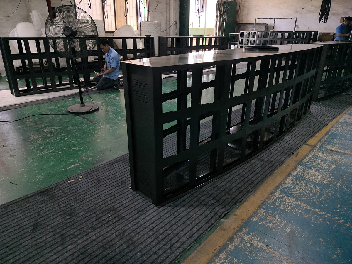 Precision Laser Cut LED Display Frame - Bent Welded Steel with Aluminum Powder Coating